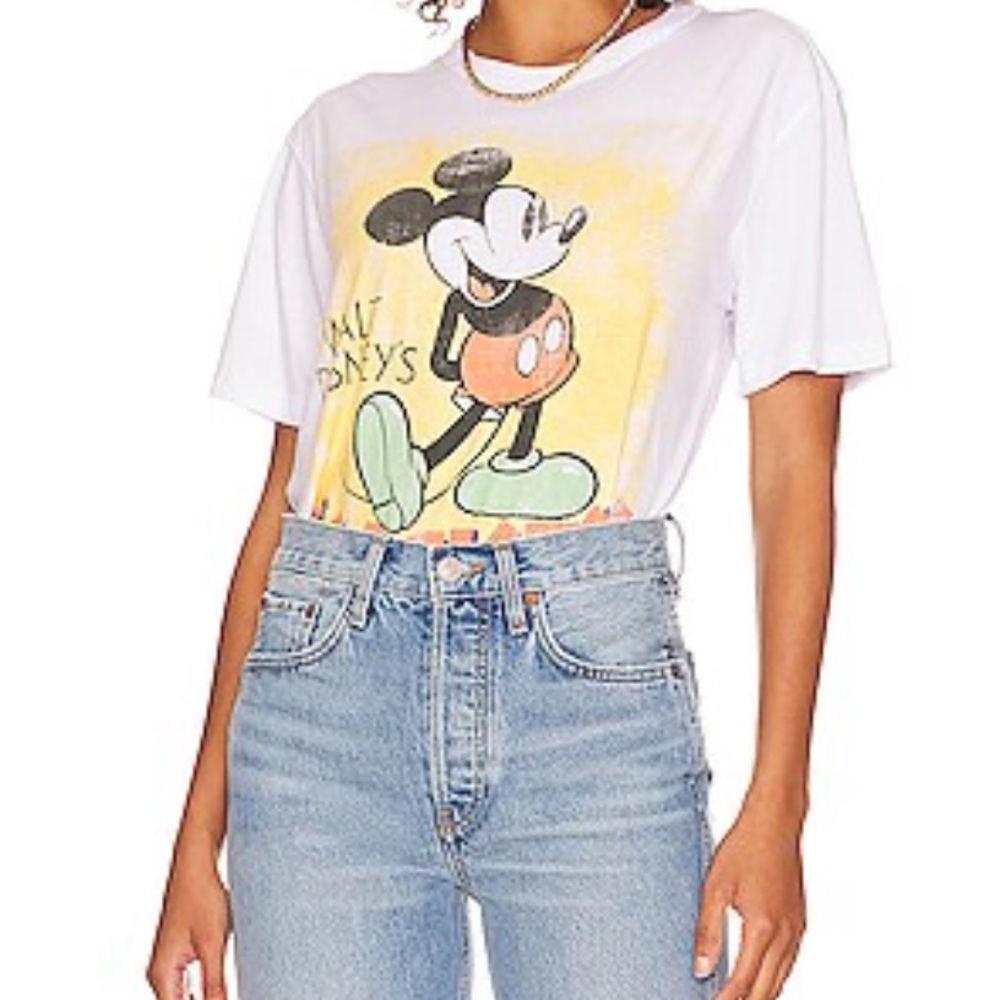 CHASER brand White Mickey Mouse Graphic T-Shirt